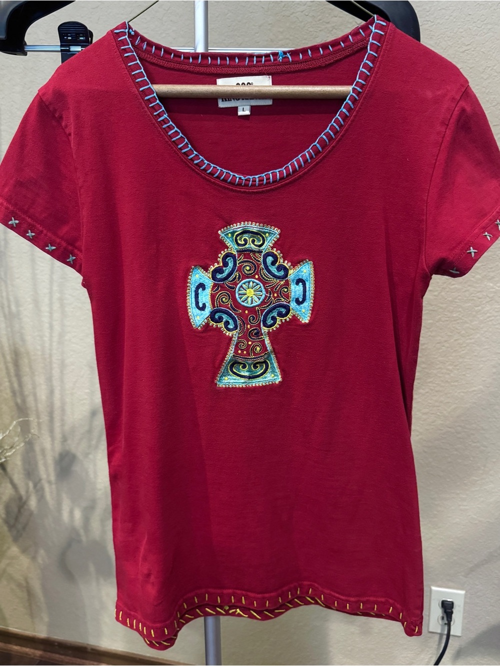 King Ranch Embroidered Cross Short Sleeve Tee - Red